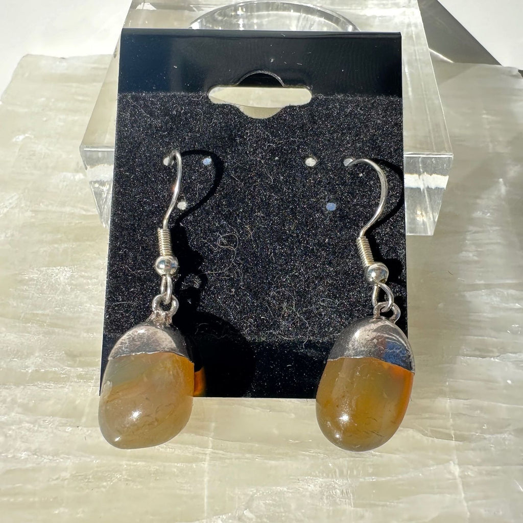 Agate Dangle Earrings, natural crystals, from Brazil