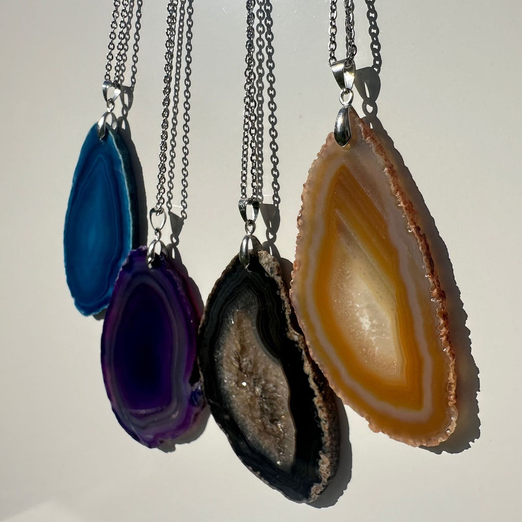 Brazilian Agate Jewelry, one of a kind agate slice necklaces