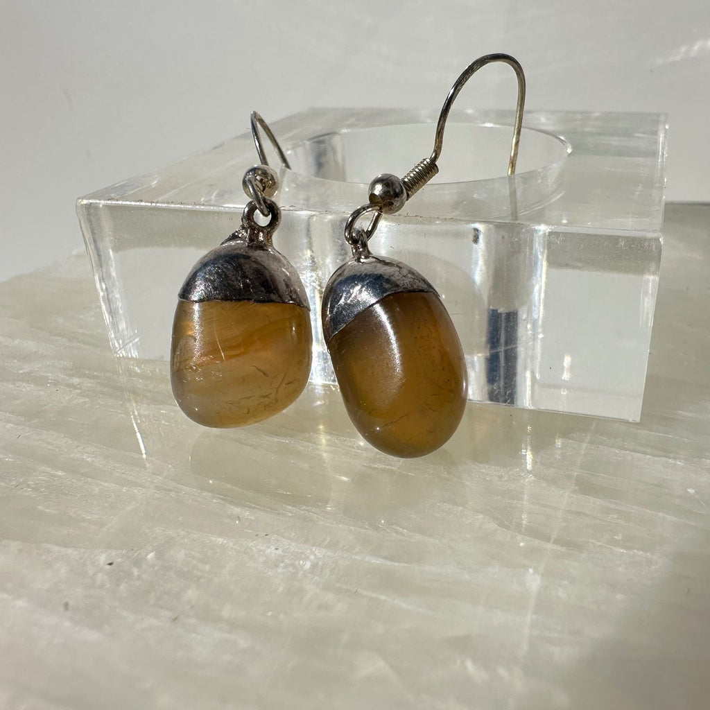 Natural Agate earrings from Brazil, dangle earrings in a close view
