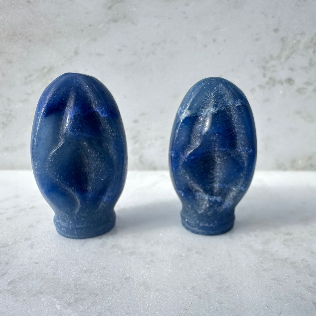 Portal to paradise made with Blue Quartz or Blue Aventurine, crystal vulva carvings