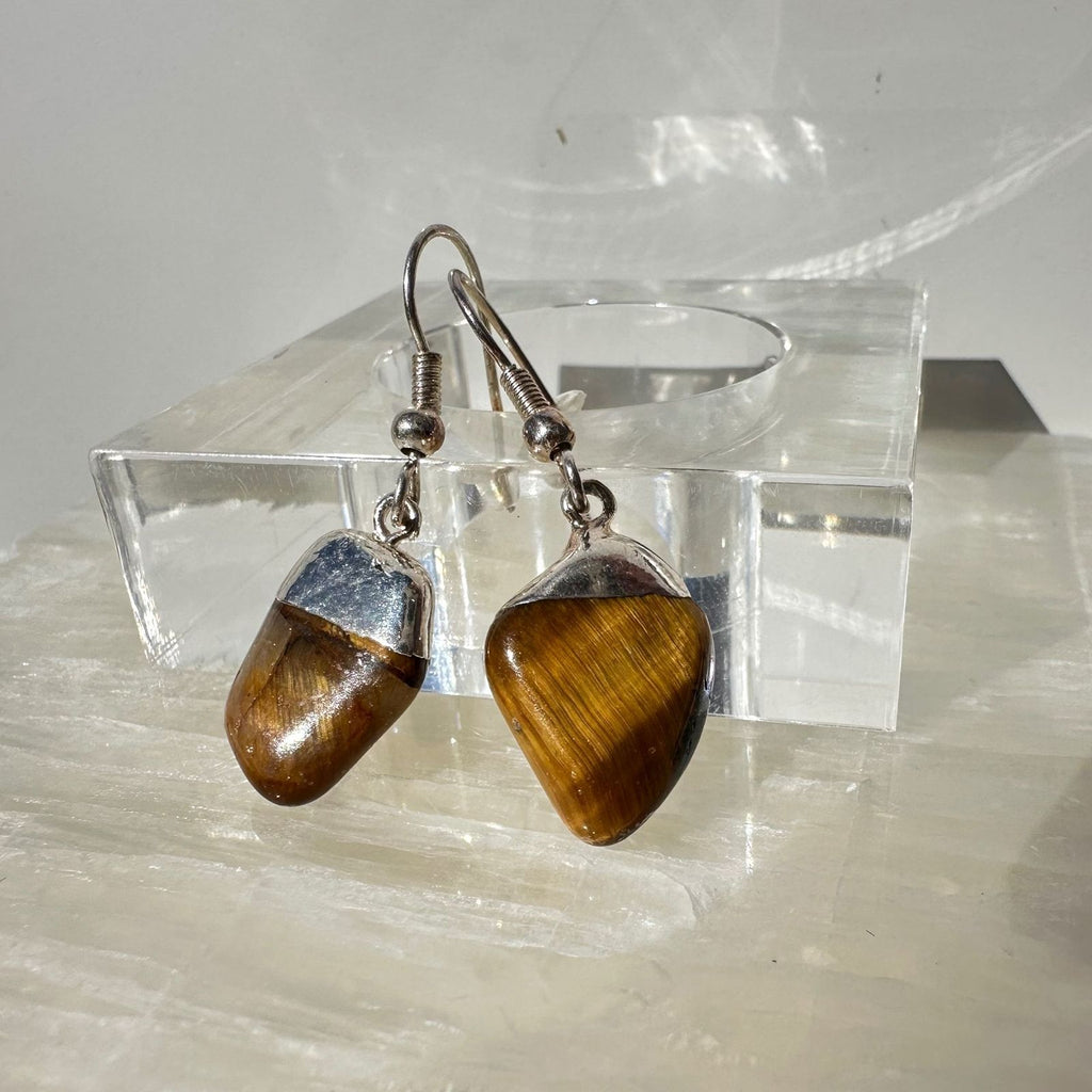 Brazilian Tigers Eye Earrings with silver plating