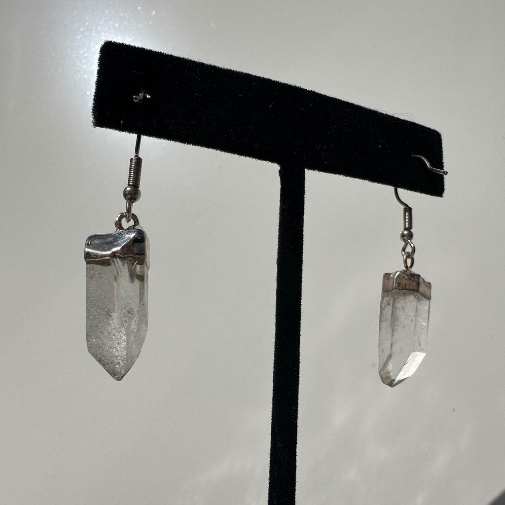 Clear Quartz crystal dangle earrings