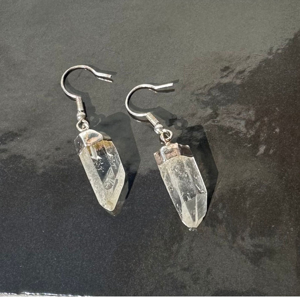 Clear Quartz earrings from Brazil with crystal points