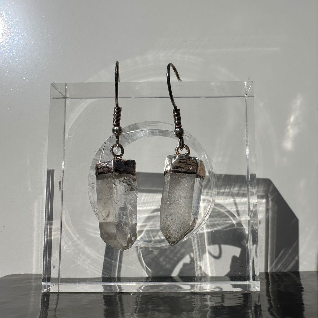 Clear Quartz crystal earrings from brazil