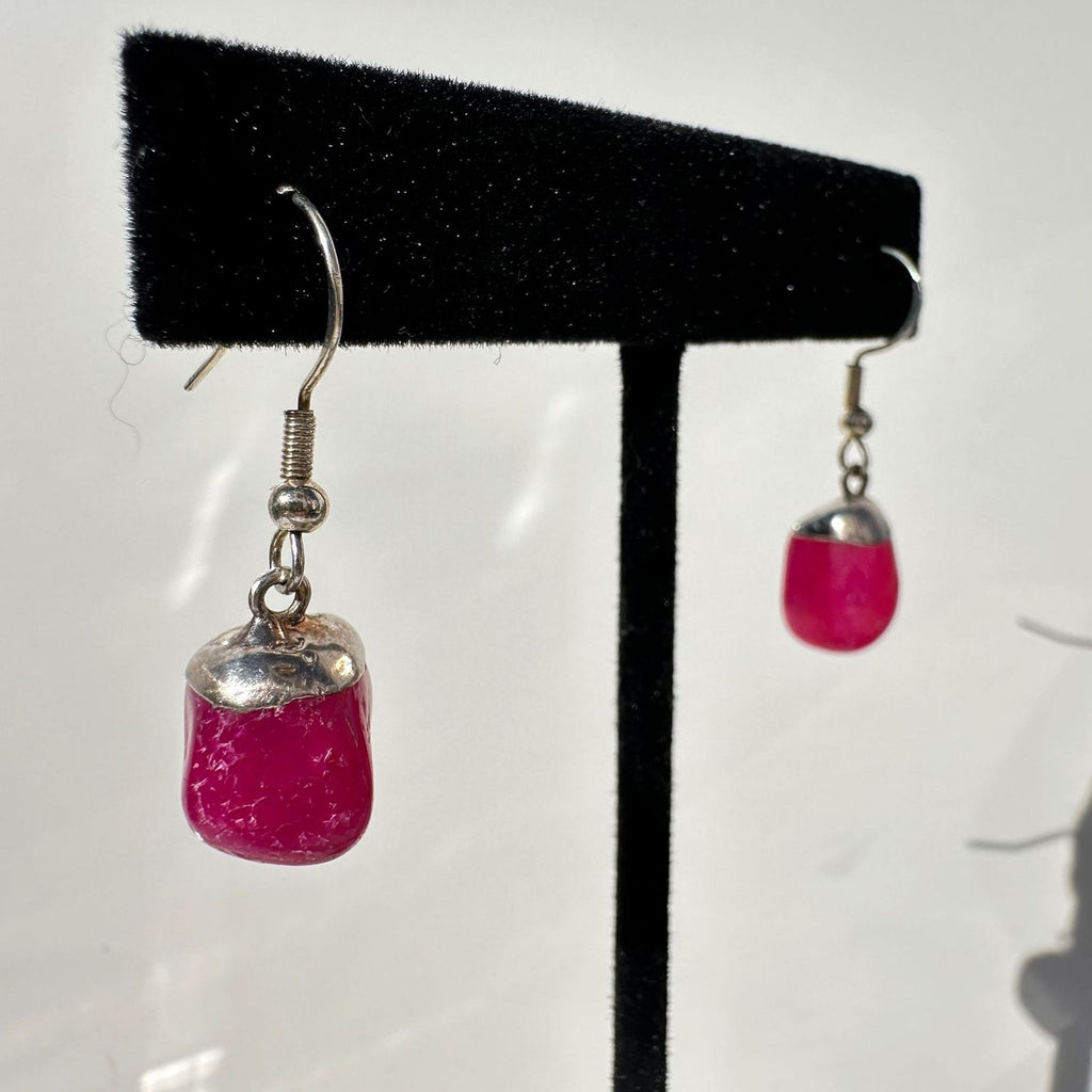 Dyed Pink Agate Dangle Earrings