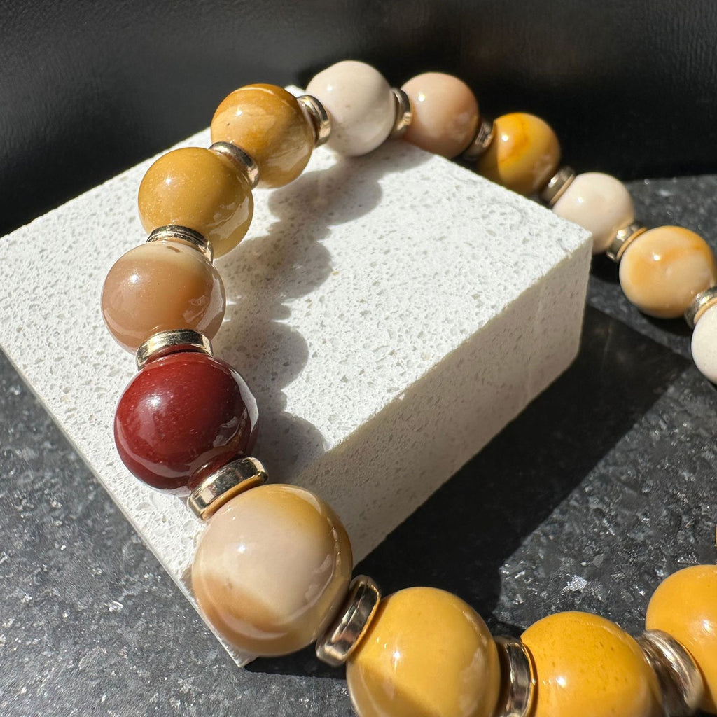 10mm Mookaite Jasper custom crystal bracelete, handmade with intentional energetic vibrations