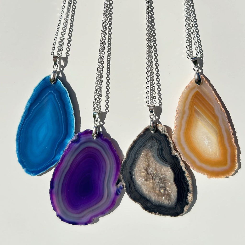 Natural and Dyed Agate Necklaces from Brazil