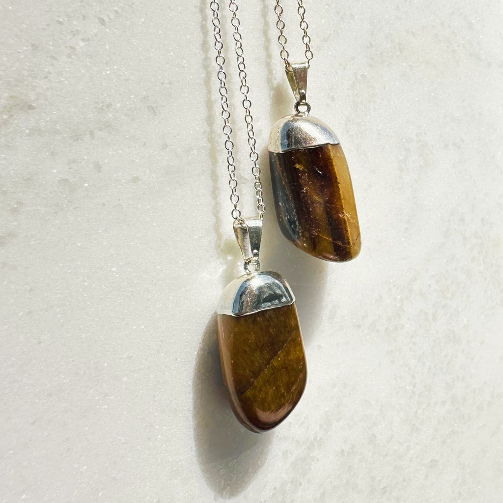 Tigers Eye Pendant on silver plated chain