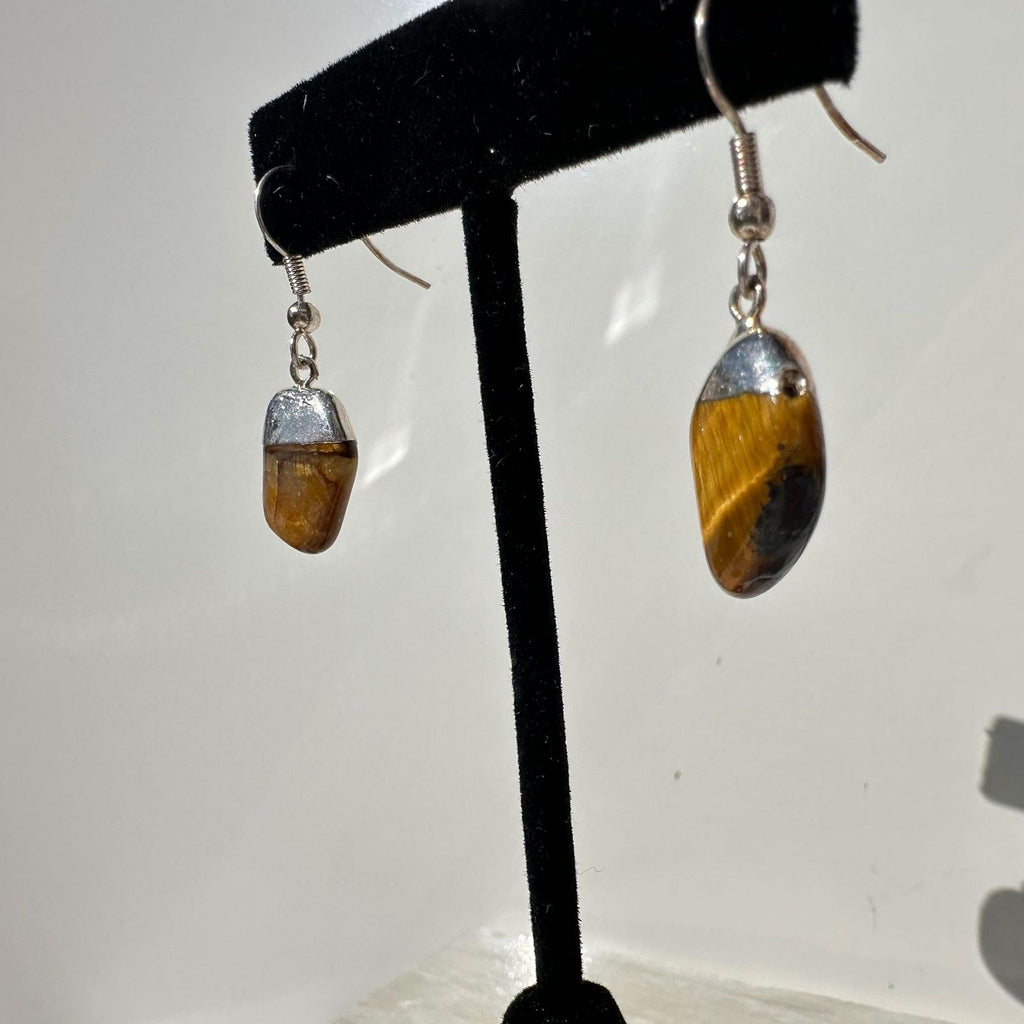 Brazilian Tigers Eye Dangle Crystal Earrings