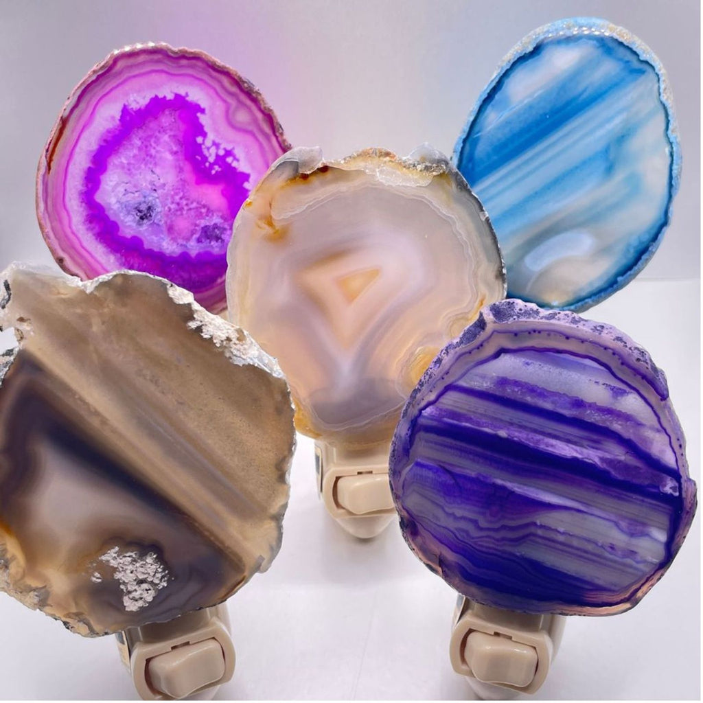Agate Nigh Light grouping of 5, home decor crystals