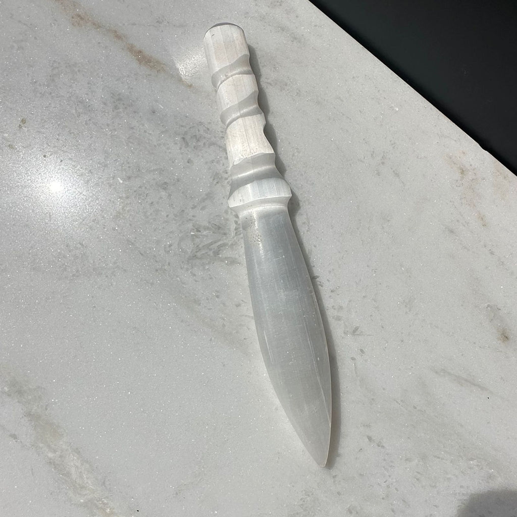 Selenite Crystal Dagger Carving for cord cutting ceremony
