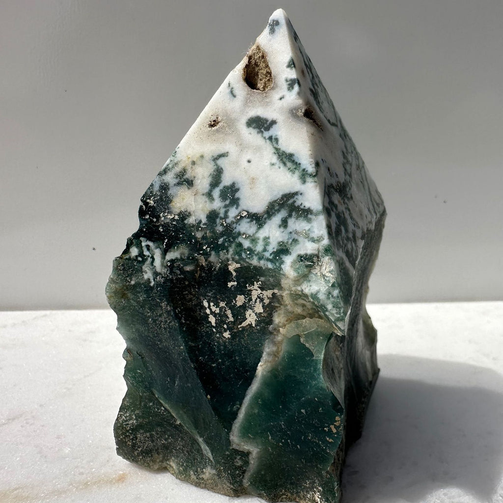 Tree Agate Crystal Point with raw edges