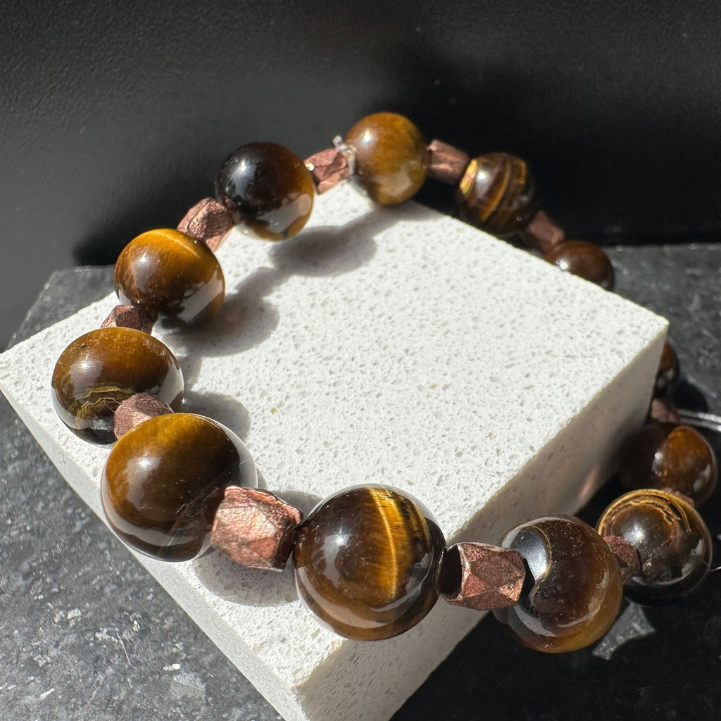 handmade 10mm tigers eye bracelet for intentional vibrations