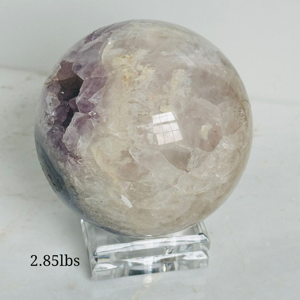 amethyst clear quartz cluster sphere