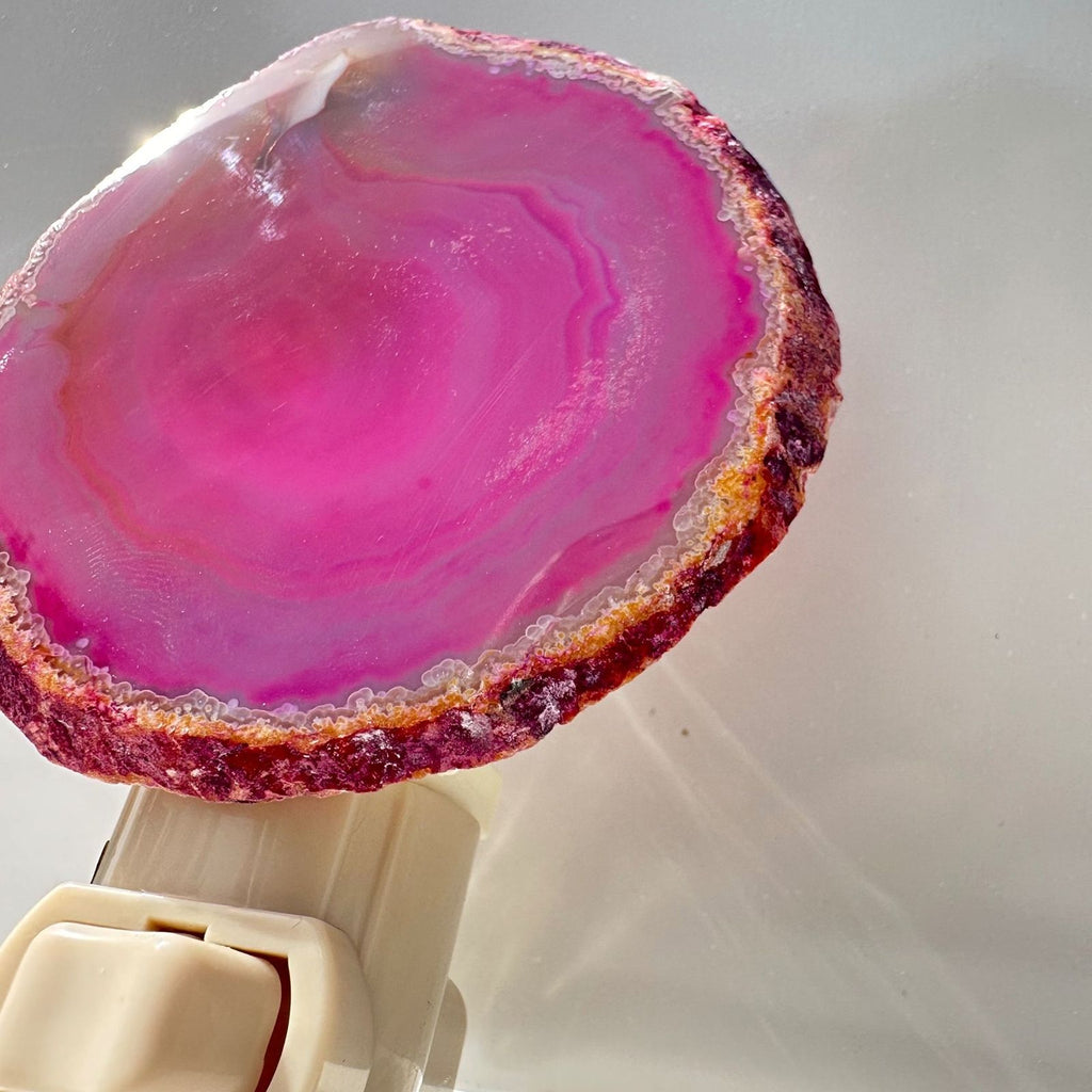 Pink Agate Night Light up close with edge view