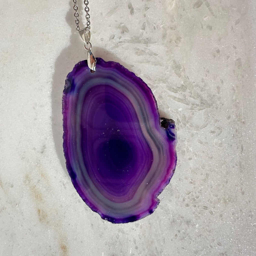 Dyed Purple Agate Necklace from Brazil