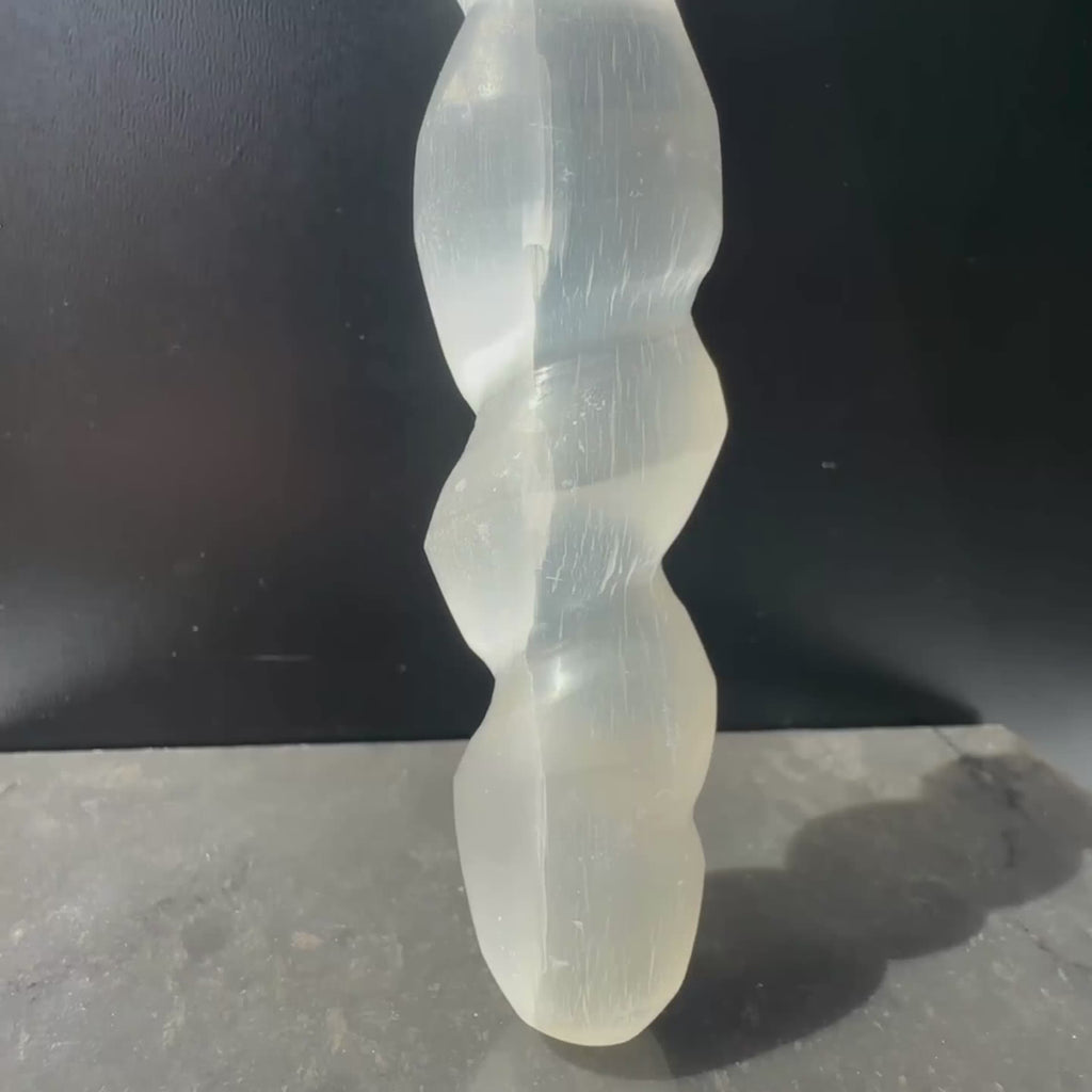 Selenite crystal sword video of full crystal sword carving 