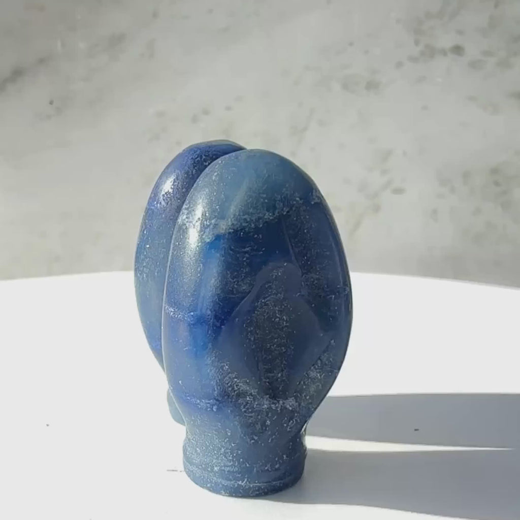 Crystal portal to paradise, blue quartz crystal vulva carving