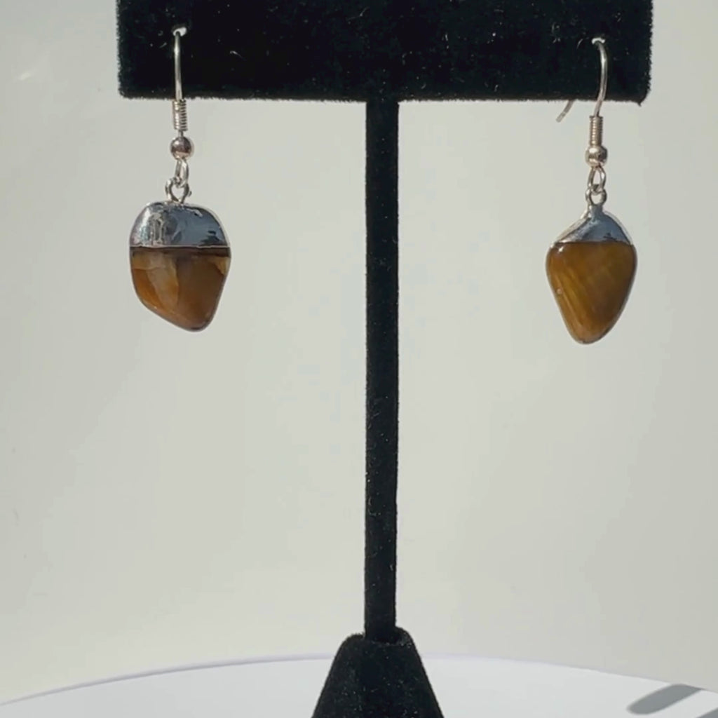 Brazilian Tigers Eye earrings with silver plating