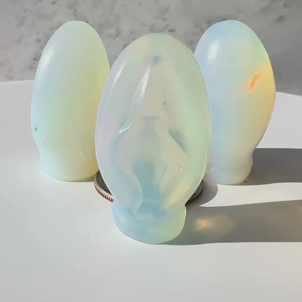 Opalite crystal carving, aka Portal to Paradise, vulva crystal carving