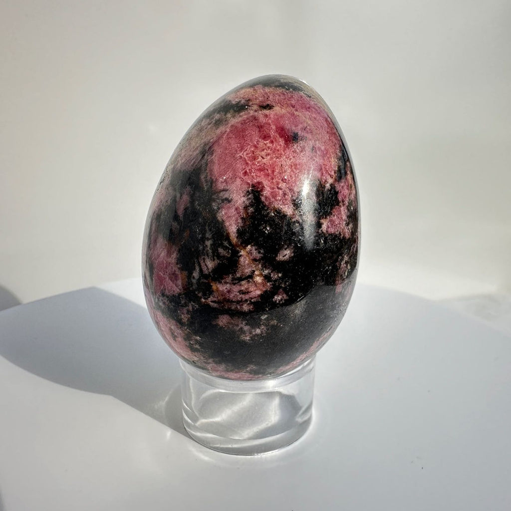Rhodonite Egg Carving, from Brazil