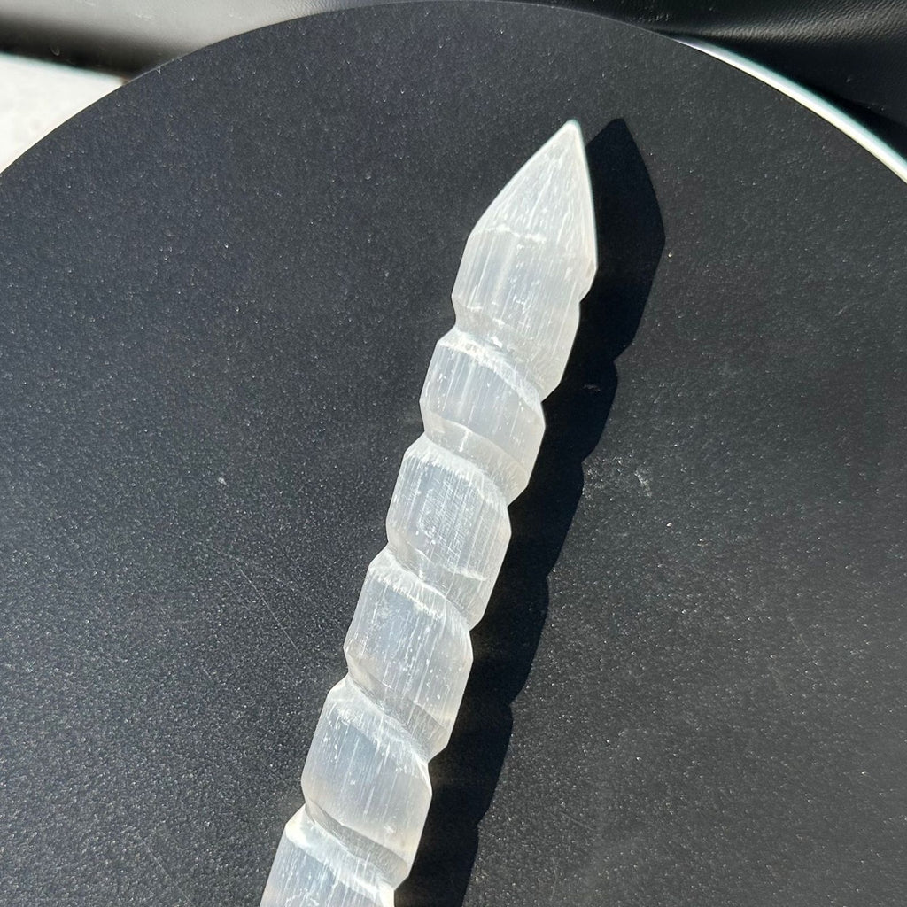 Polished Crystal Selenite Spiral Wand